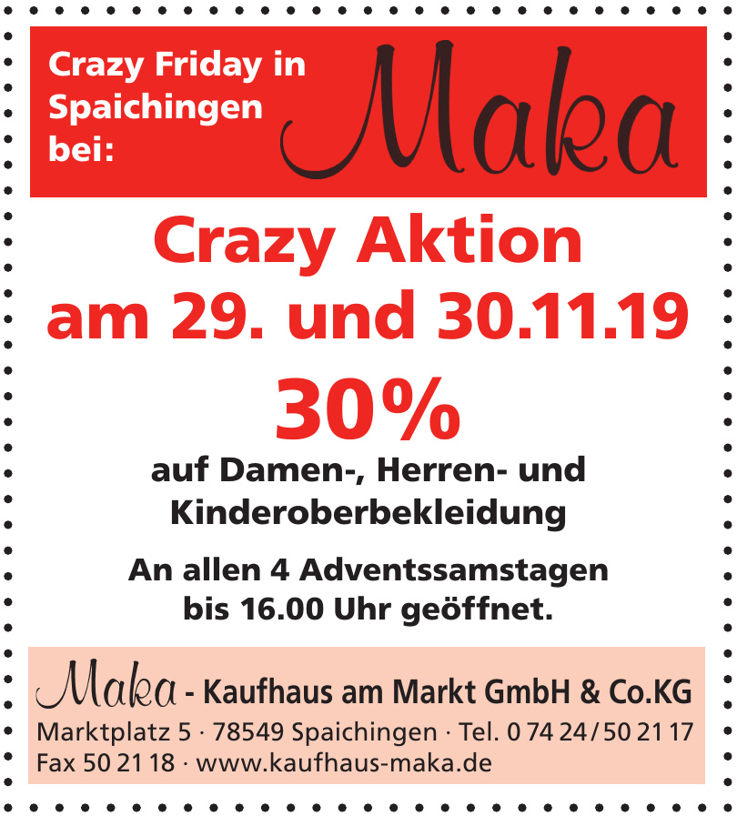Maka-Kaufhaus am Markt GmbH & Co.KG Maka-Kaufhaus am Markt GmbH & Co.KG