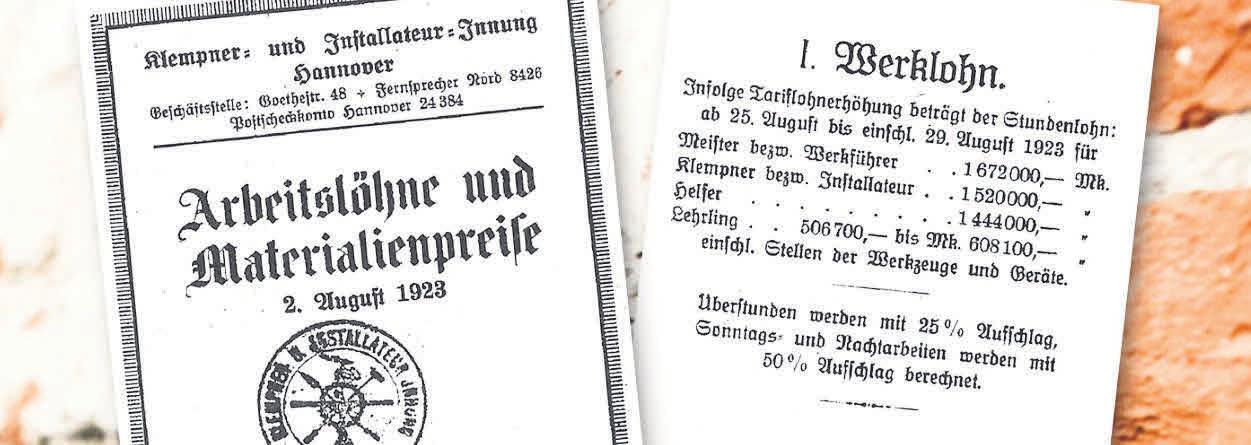 In der Inflationszeit 1923 waren die Löhne in unglaubliche Höhen geschnellt In der Inflationszeit 1923 waren die Löhne in unglaubliche Höhen geschnellt