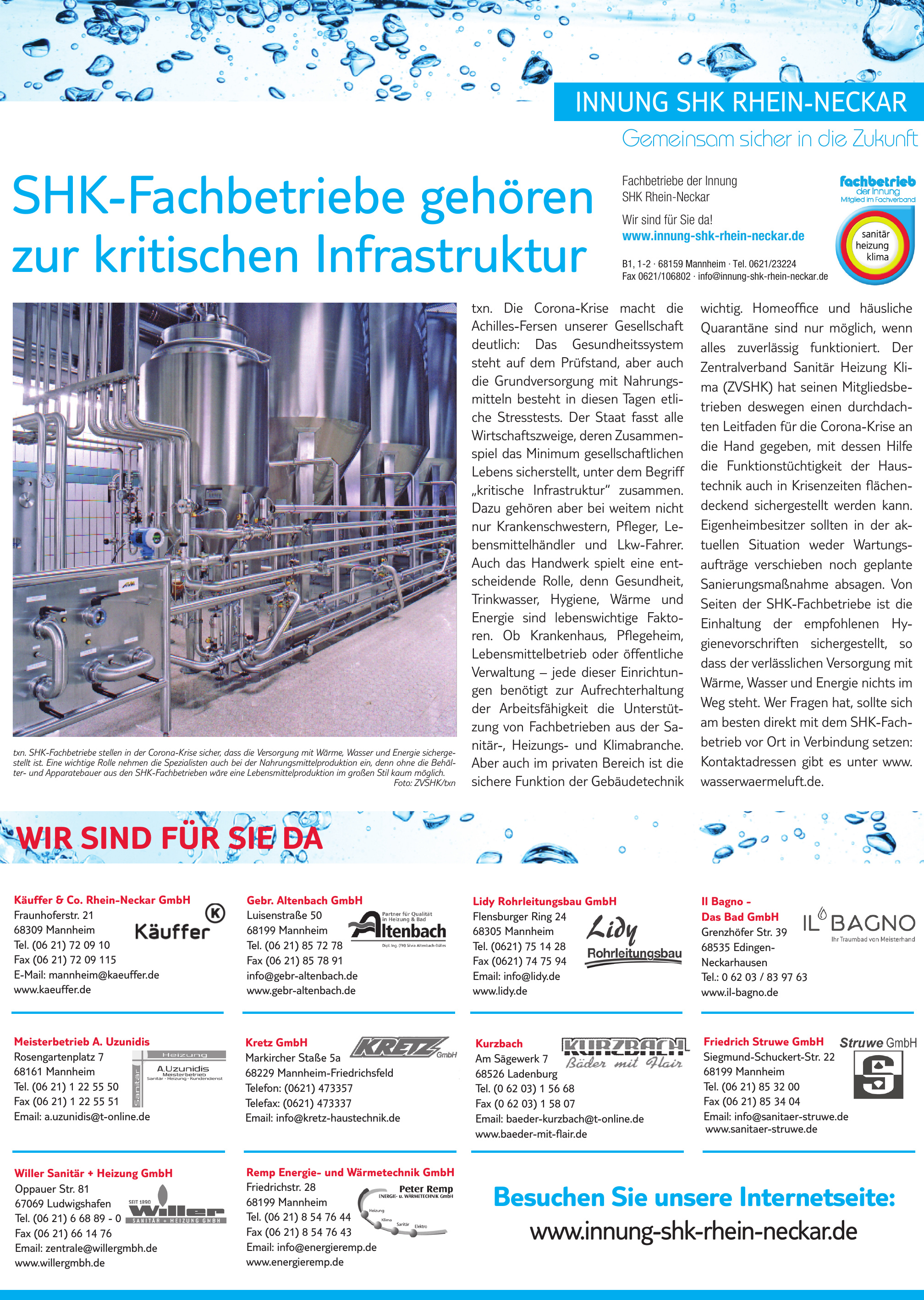 Fachbetriebe der Innung SHK Rhein-Neckar Fachbetriebe der Innung SHK Rhein-Neckar