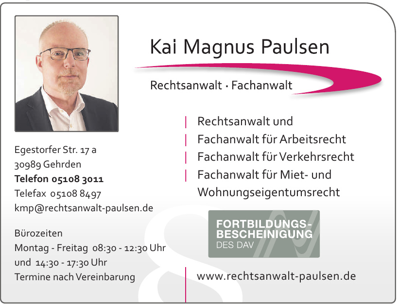 Kai Magnus Paulsen Rechtsanwalt Kai Magnus Paulsen Rechtsanwalt