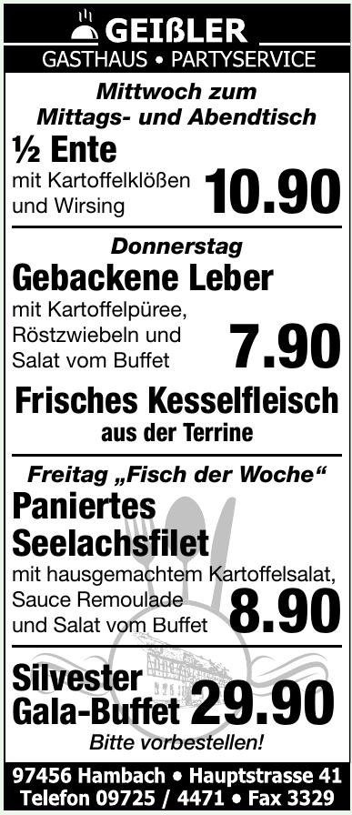 Geißler Gasthaus - Partyservice Geißler Gasthaus - Partyservice