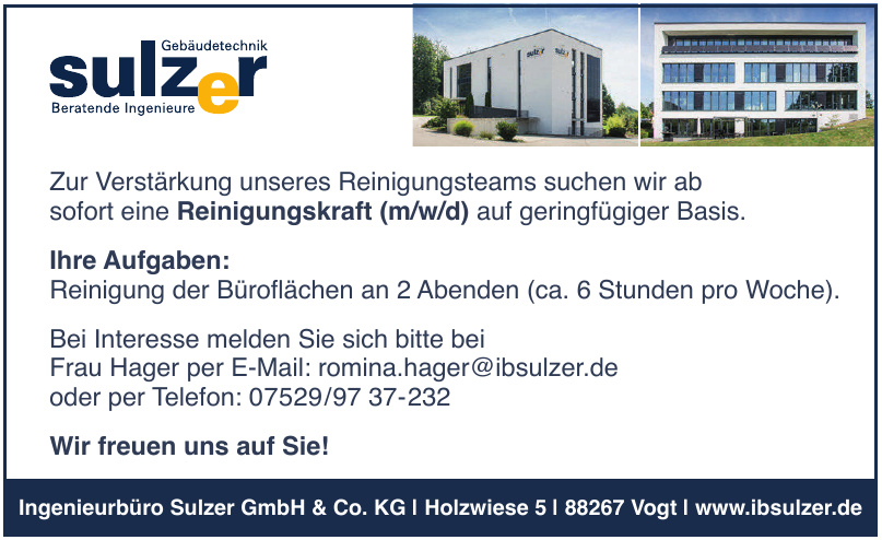 Ingenieurbüro Sulzer GmbH & Co. KG Ingenieurbüro Sulzer GmbH & Co. KG