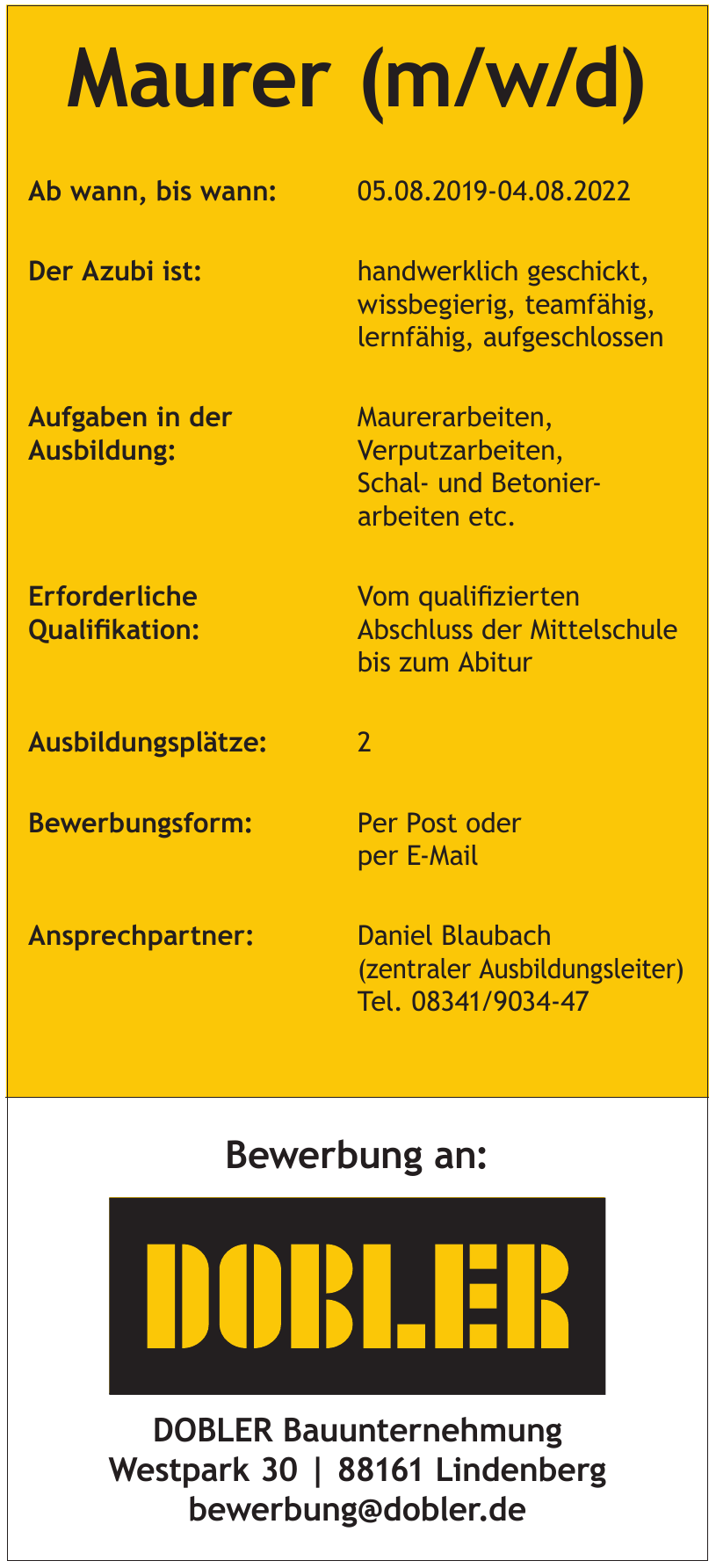 Dobler Bauunternehmun Dobler Bauunternehmun