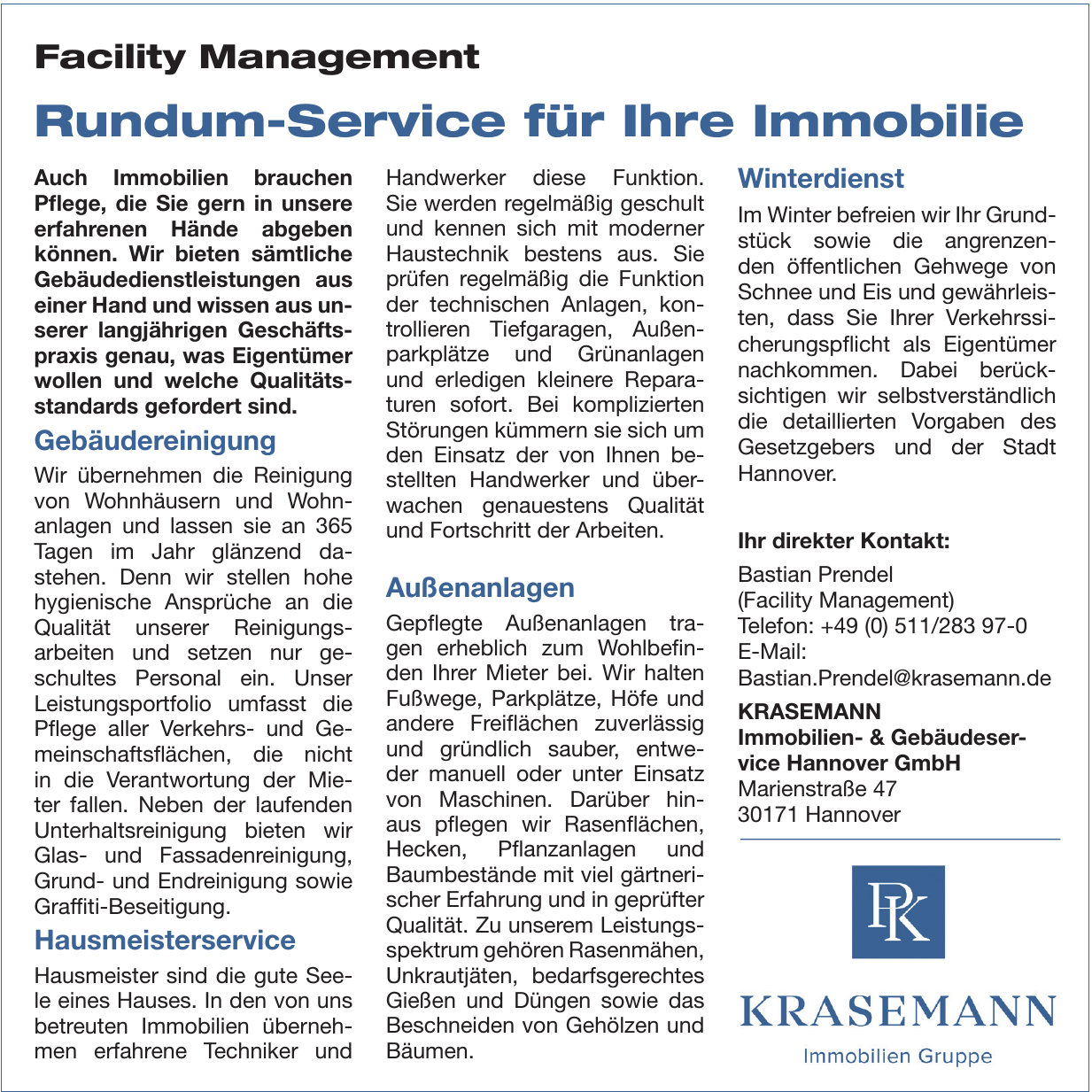 Krasemann Immobilien- & Gebäudeservice Hannover GmbH Krasemann Immobilien- & Gebäudeservice Hannover GmbH