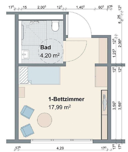 Muster eines Einzelzimmers Muster eines Einzelzimmers