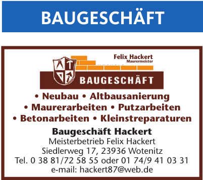 Baugeschäft Hackert - Meisterbetrieb Felix Hackert Baugeschäft Hackert - Meisterbetrieb Felix Hackert