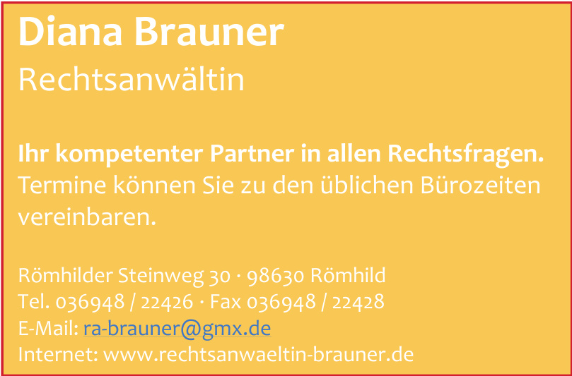 Diana Brauner Rechtsanwältin Diana Brauner Rechtsanwältin