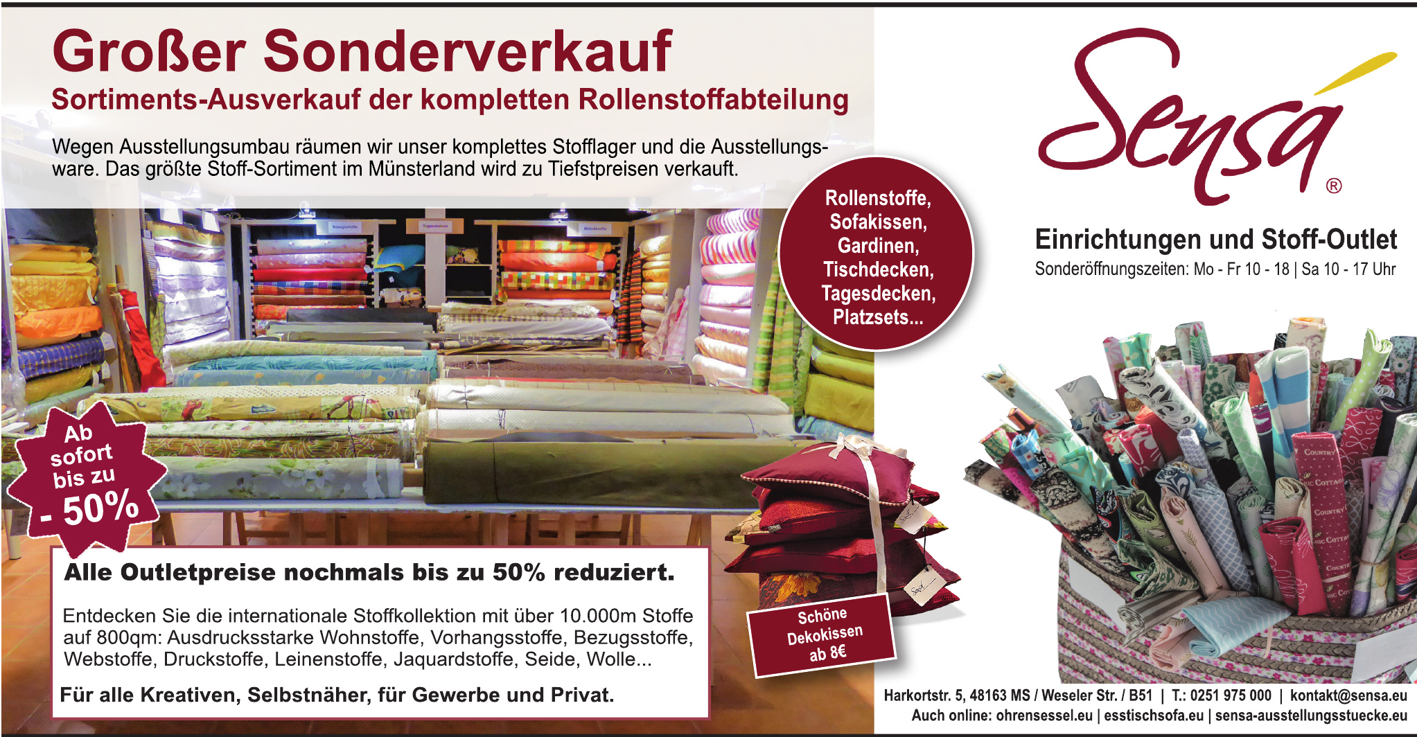 Sensá Einrichtungen und Stoff-Outlet Sensá Einrichtungen und Stoff-Outlet