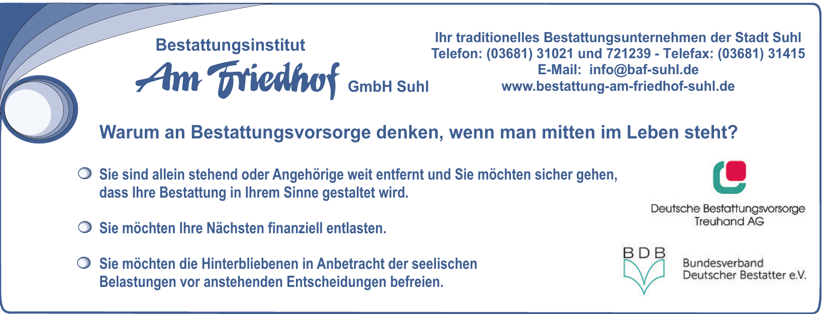 Bestattungsinstitut Am Friehof GmbH Suhl Bestattungsinstitut Am Friehof GmbH Suhl