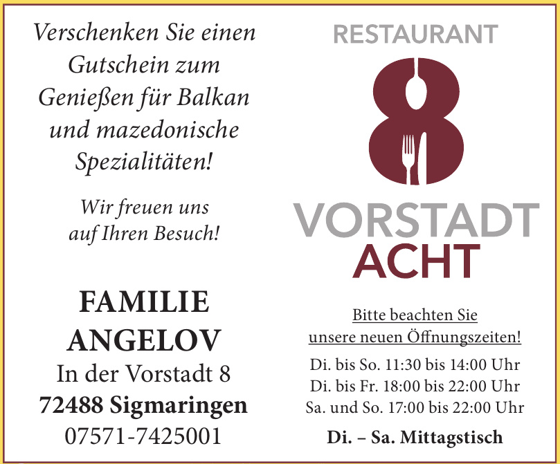 Restaurant 8 Vorstadt Acht Restaurant 8 Vorstadt Acht