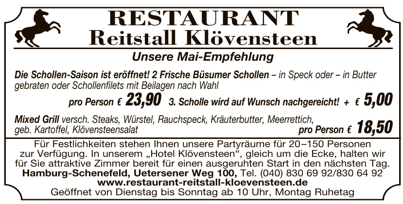 Restaurant Reitstall Klövensteen