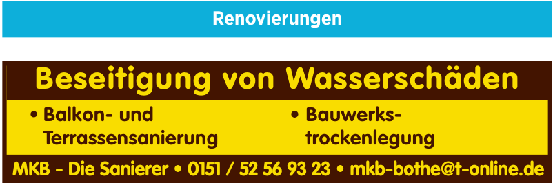 MKB - Die Sanierer - Beseitigung von Wasserschäden MKB - Die Sanierer - Beseitigung von Wasserschäden