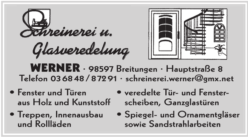 Schreinerei u. Glasveredelung Werner Schreinerei u. Glasveredelung Werner