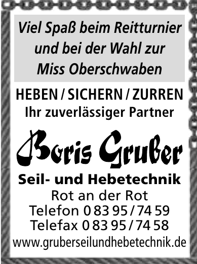 Boris Gruber Seil- und Hebetechnik Boris Gruber Seil- und Hebetechnik