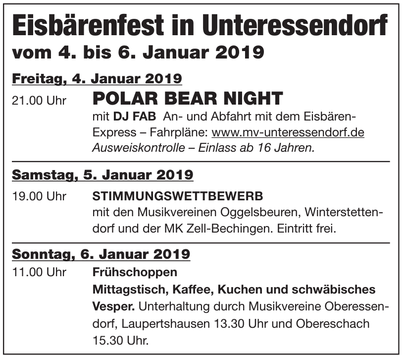 Eisbärenfest in Unteressendorf Eisbärenfest in Unteressendorf