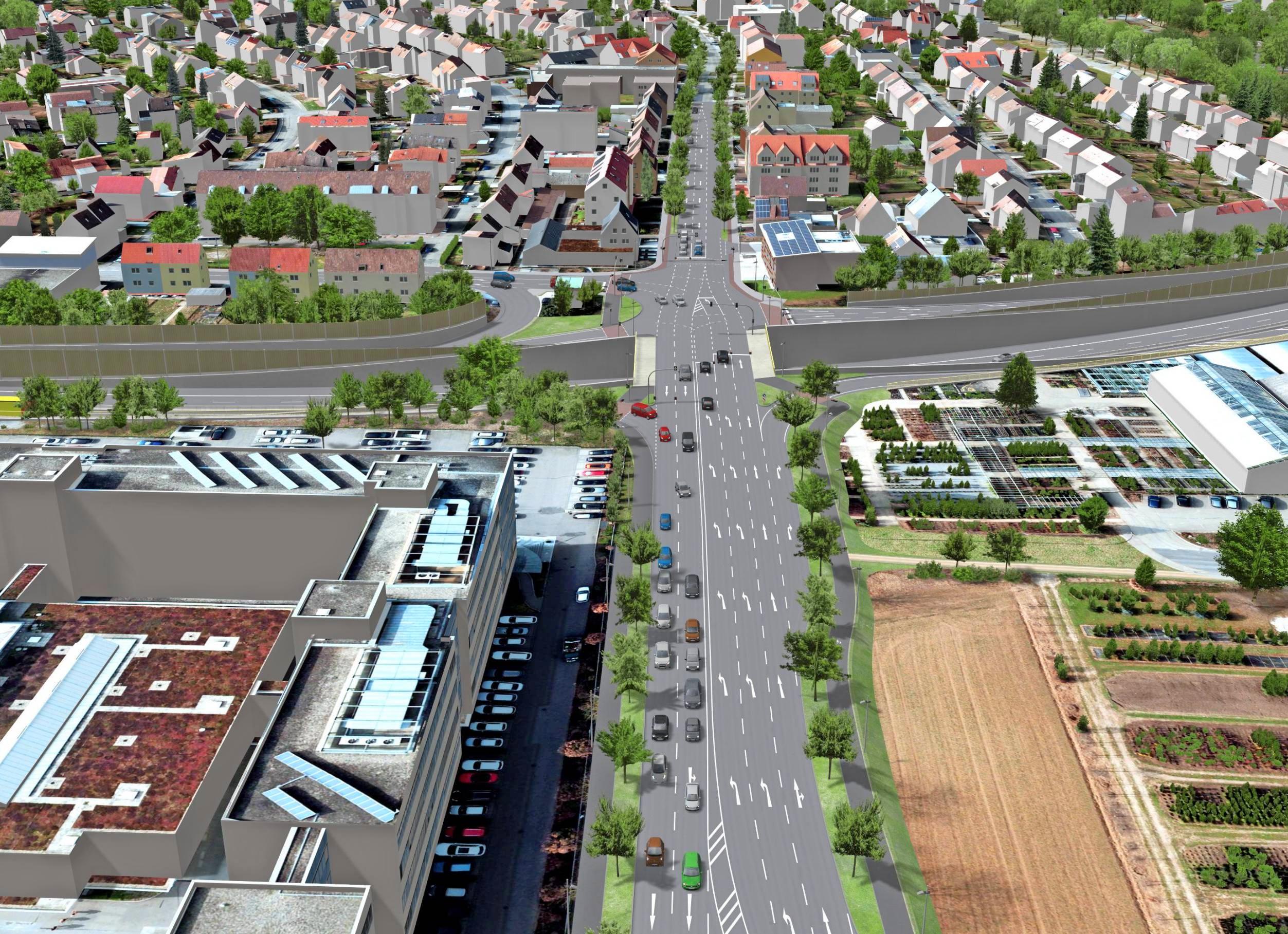 So könnte die neue Anschlussstelle der B27 an die Binswanger Straße aussehen. Visualisierung: Stadt Neckarsulm So könnte die neue Anschlussstelle der B27 an die Binswanger Straße aussehen. Visualisierung: Stadt Neckarsulm