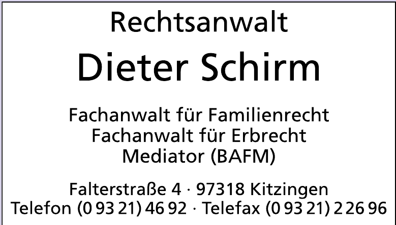 Rechtsanwalt Dieter Schirm Rechtsanwalt Dieter Schirm