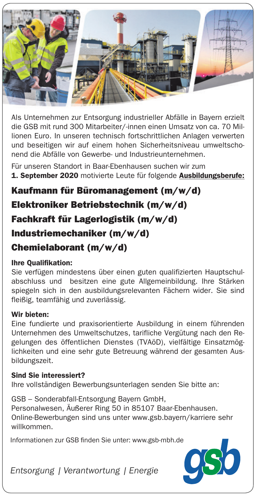 GSB – Sonderabfall-Entsorgung Bayern GmbH GSB – Sonderabfall-Entsorgung Bayern GmbH
