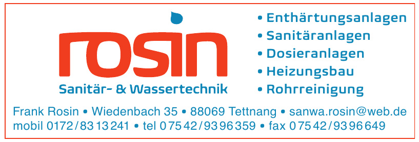 rosin Sanitär- & Wassertechnik Frank Rosin rosin Sanitär- & Wassertechnik Frank Rosin