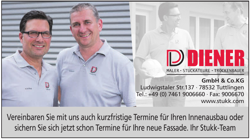DIENER Maler Stuckateure Trockenbauer GmbH & Co. KG DIENER Maler Stuckateure Trockenbauer GmbH & Co. KG