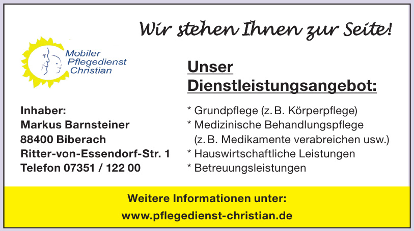 Mobiler Pflegedienst Christian, Inhaber Markus Barnsteiner Mobiler Pflegedienst Christian, Inhaber Markus Barnsteiner