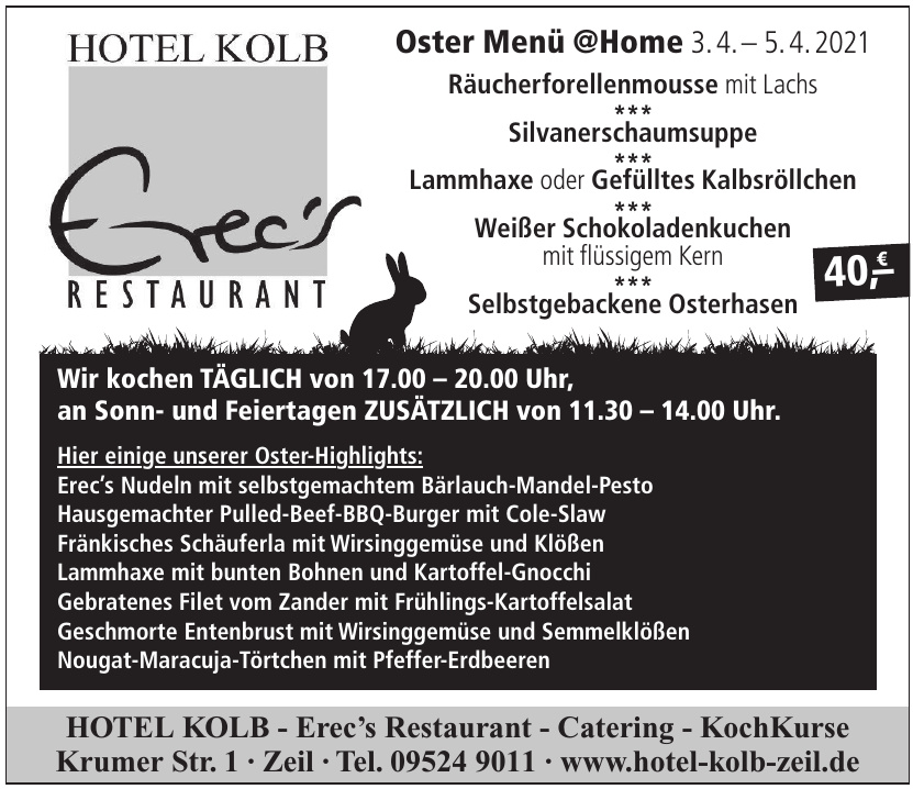 HOTEL KOLB - Erec’s Restaurant - Catering - KochKurse HOTEL KOLB - Erec’s Restaurant - Catering - KochKurse