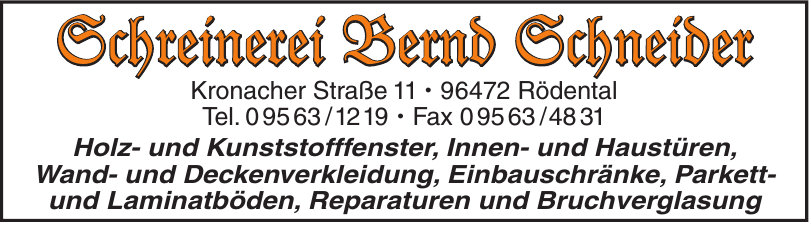Schreinerei Bernd Schneider Schreinerei Bernd Schneider