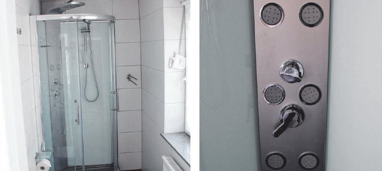 Eine hochmoderne Dusche. Eine hochmoderne Dusche.