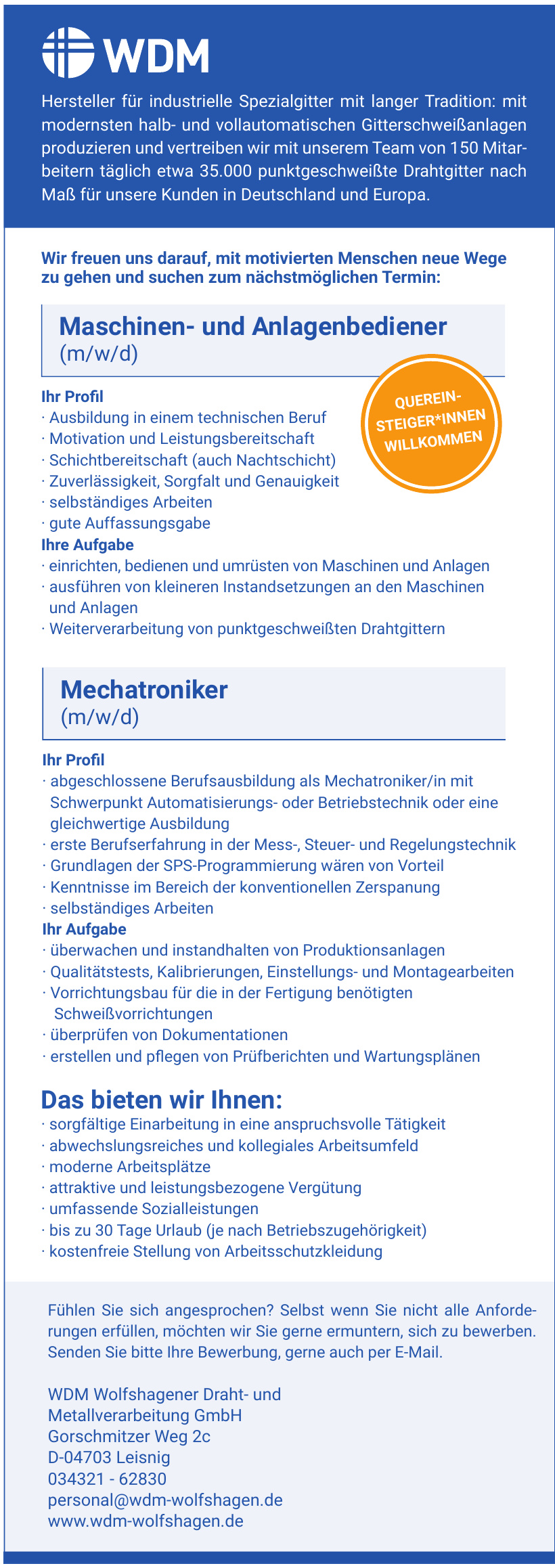 WDM Wolfshagener Draht- und Metallverarbeitung GmbH WDM Wolfshagener Draht- und Metallverarbeitung GmbH