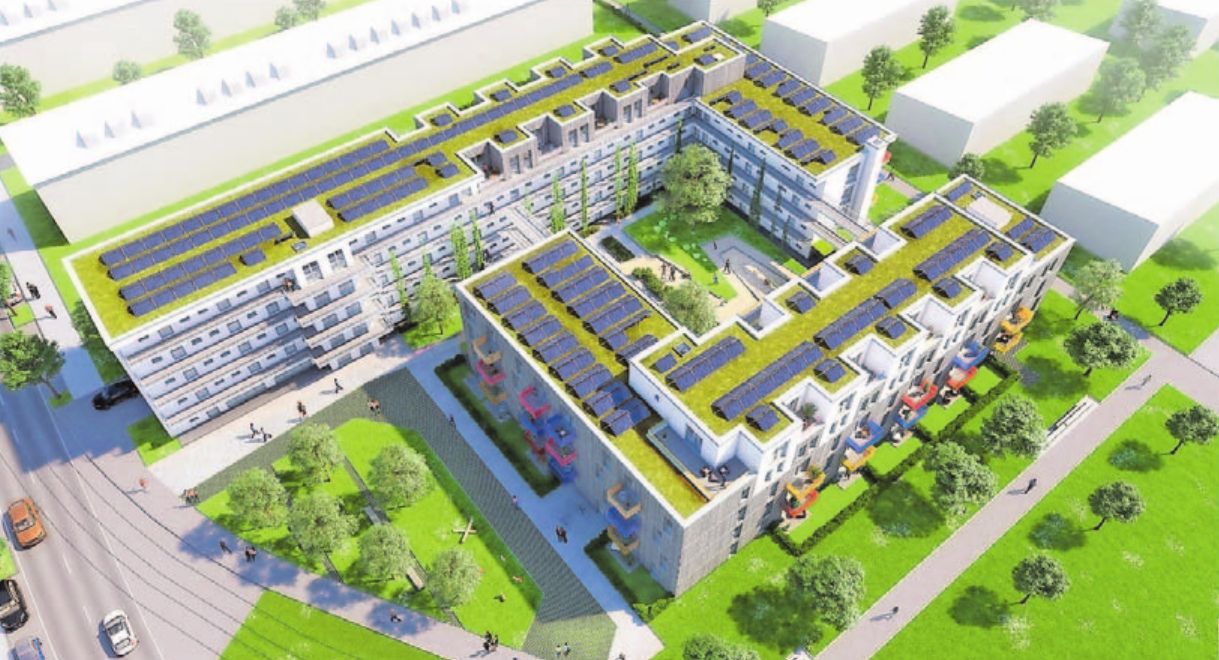 Das Wohnhaus „Balance“ auf Franklin besteht aus zwei ineinander verschränkten L-förmigen Baukörpern. Foto: Rendering Das Wohnhaus „Balance“ auf Franklin besteht aus zwei ineinander verschränkten L-förmigen Baukörpern. Foto: Rendering