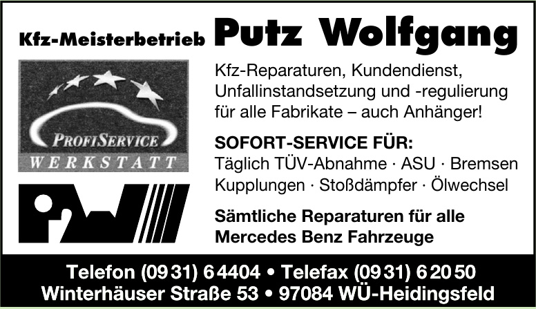 Kfz-Meisterbetrieb Putz Wolfgang Kfz-Meisterbetrieb Putz Wolfgang