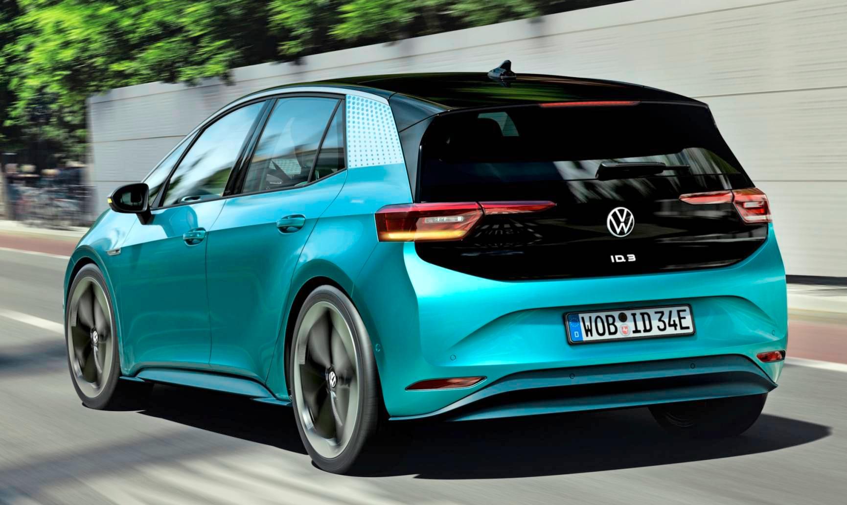 Der ID.3 startet mit einem 150 kW/204 PS starken Elektromotor und drei Batteriegrößen. Das Basismodell, das für unter 30000 Euro angeboten werden soll, kommt 330 Kilometer weit. Fotos: Volkswagen Der ID.3 startet mit einem 150 kW/204 PS starken Elektromotor und drei Batteriegrößen. Das Basismodell, das für unter 30000 Euro angeboten werden soll, kommt 330 Kilometer weit. Fotos: Volkswagen