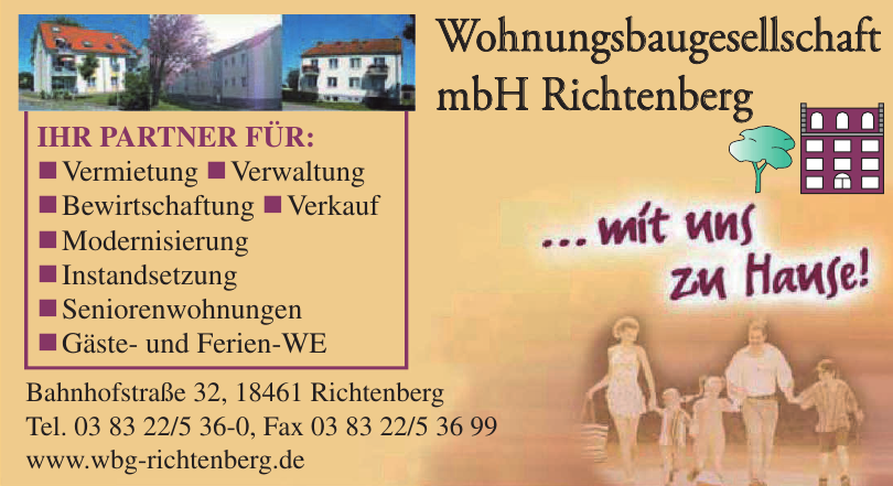 Wohnungsbaugesellschaft mbH Richtenberg Wohnungsbaugesellschaft mbH Richtenberg