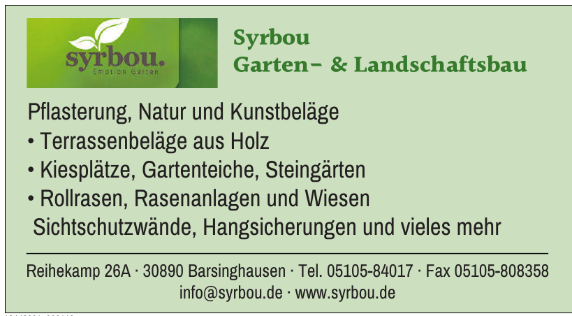 Syrbou Garten- & Landschaftsbau Syrbou Garten- & Landschaftsbau