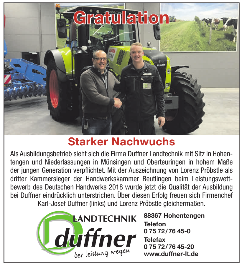 Duffner Landtechnik GmbH+Co.KG Duffner Landtechnik GmbH+Co.KG