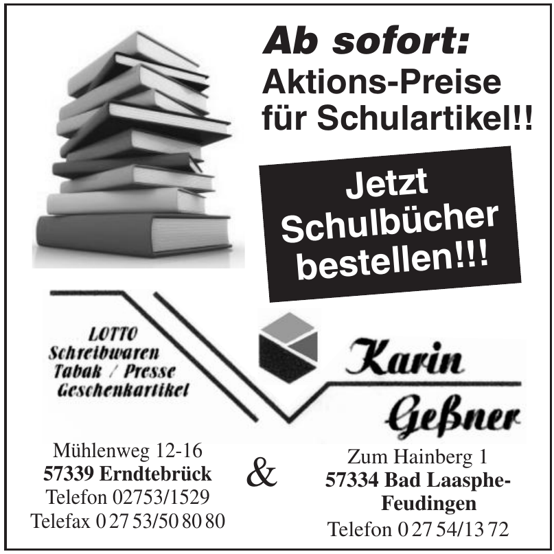 Karin Geßner Lotto, Schreibwaren, Tabek / Presse, Geschenkartikel Karin Geßner Lotto, Schreibwaren, Tabek / Presse, Geschenkartikel