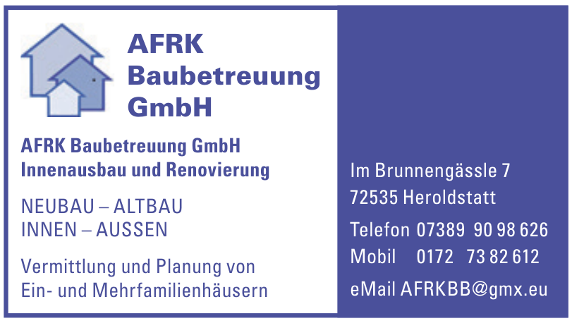 AFRK Baubetreuung GmbH Innenausbau und Renovierung AFRK Baubetreuung GmbH Innenausbau und Renovierung
