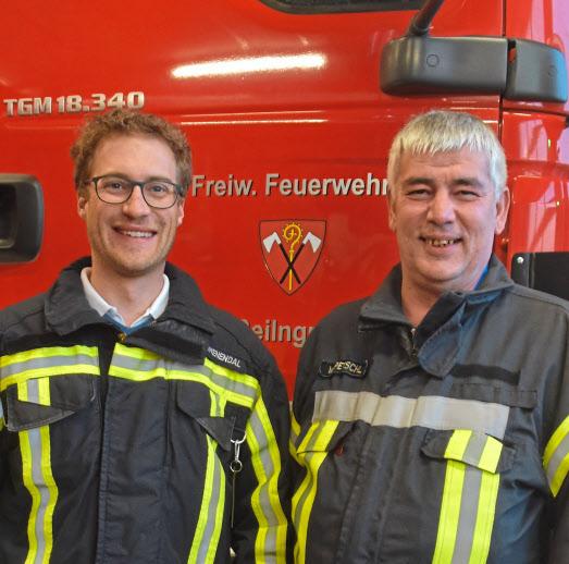 Vorsitzender Martin Tomenendal (links) und Kommandant Wolfgang Petschl sind stolz auf ihre Truppe. Fotos: Nusko/FFW Vorsitzender Martin Tomenendal (links) und Kommandant Wolfgang Petschl sind stolz auf ihre Truppe. Fotos: Nusko/FFW