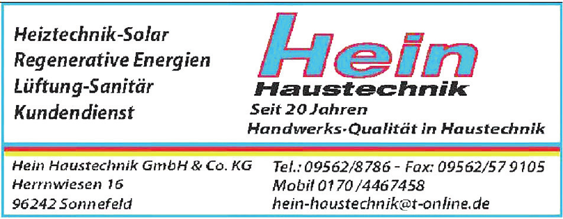Hein Haustechnik GmbH & Co. KG Hein Haustechnik GmbH & Co. KG