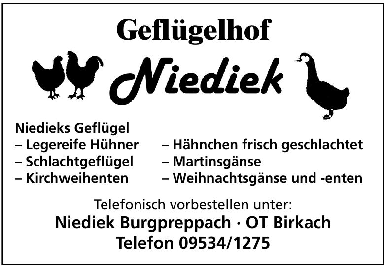Geflügel Niediek Geflügel Niediek