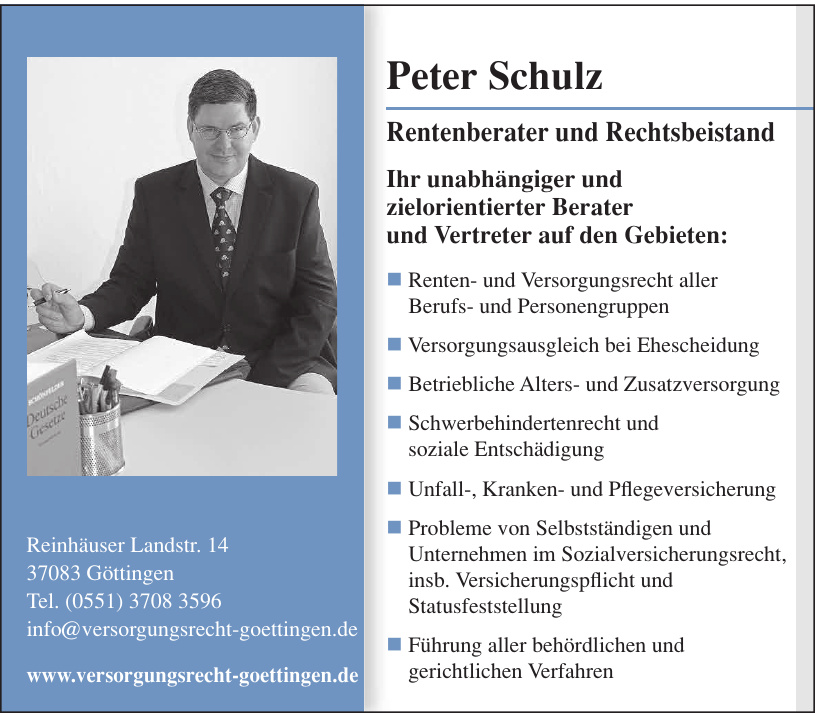 Peter Schulz Rentenberater und Rechtsbeistand