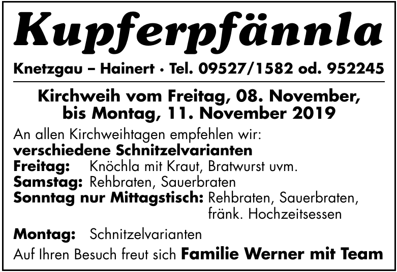 Kupferpfännla Kupferpfännla