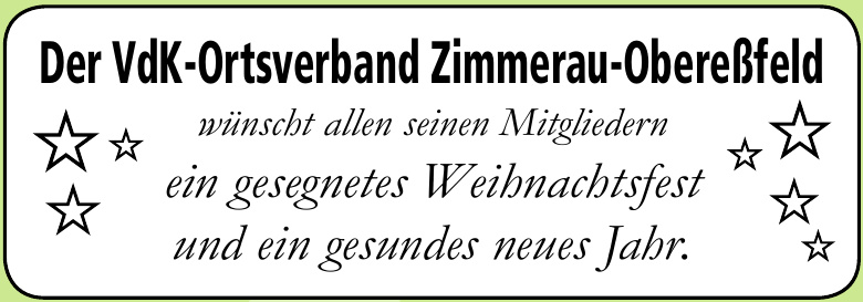 Der VdK-Ortsverband Zimmerau-Obereßfeld Der VdK-Ortsverband Zimmerau-Obereßfeld