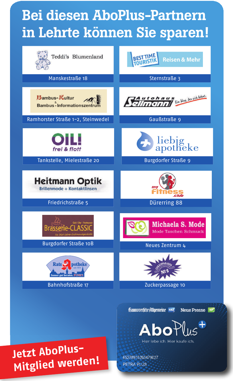 AboPlus-Partnern AboPlus-Partnern