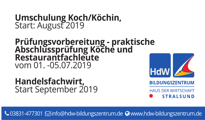 HdW Haus der Wirtschaft Bildungszentrum Stralsund gGmbH HdW Haus der Wirtschaft Bildungszentrum Stralsund gGmbH