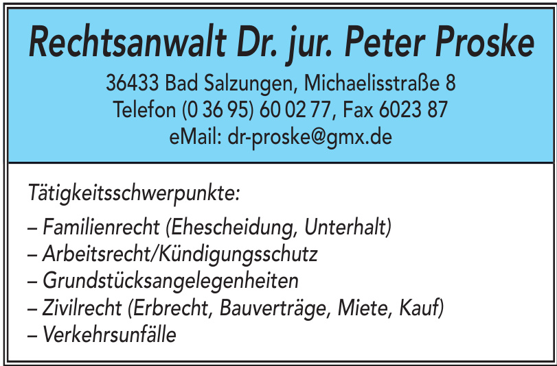 Dr. jur. Peter Proske Dr. jur. Peter Proske