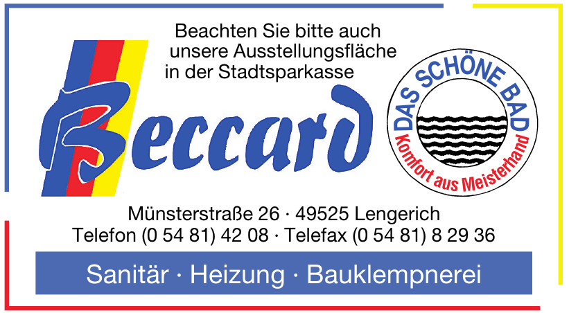 Beccard Sanitär, Heizung, Bauklempnerei Beccard Sanitär, Heizung, Bauklempnerei