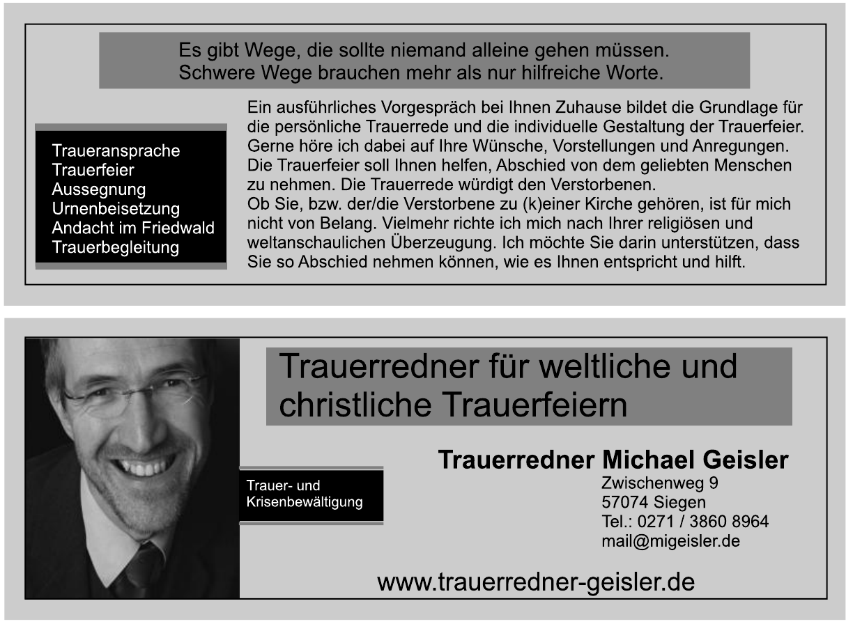 Trauerredner Michael Geisler Trauerredner Michael Geisler