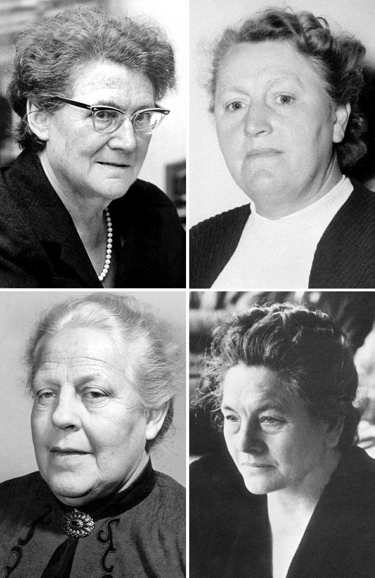 Ohne sie gäbe es die im Grundgesetz verankerte Gleichberechtigung von Männern und Frauen nicht: Helene Wessel (oben links, 04.07.1968), Elisabeth Selbert (oben rechts, 1953), Helene Weber (unten links, 08.03.1956), Frieda Nadig (unten rechts, undatiert). Foto: dpa Ohne sie gäbe es die im Grundgesetz verankerte Gleichberechtigung von Männern und Frauen nicht: Helene Wessel (oben links, 04.07.1968), Elisabeth Selbert (oben rechts, 1953), Helene Weber (unten links, 08.03.1956), Frieda Nadig (unten rechts, undatiert). Foto: dpa