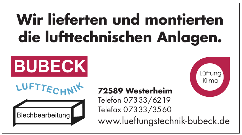 Bubeck Lufttechnik Bubeck Lufttechnik